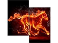 60X60CM OGNISTY KOŃ DWU OBRAZ ŚCIAN
