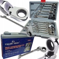 KLUCZE PŁASKO OCZKOWE Z GRZECHOTKĄ ŁAMANE 8-19MM 12el ZESTAW KLUCZY