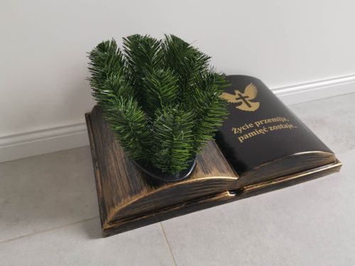 KSIĘGA na grób Podkład do stroików sztucznych Czarna ze złotym z doniczką na Arena.pl