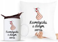 Zestaw Poduszka + Kubek Kosmetyczki Makijażystki Z Nadrukiem Ze Zdjęciem