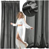 zasłona welurowa na taśmie - ciemnoszara