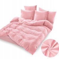 Komplet Pościeli Welurowej 160x200 - Jasny Różowy - Ciepła, Aksamitna, MIŚ