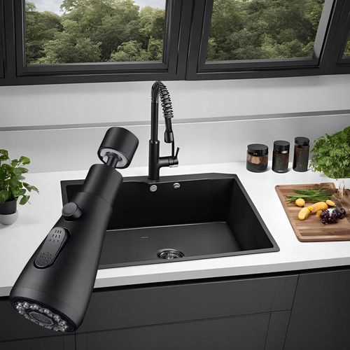 PRZEDŁUŻACZ KRANU KUCHENNEGO AERATOR PERLATOR 3 FUNKCJE 360° CZARNY LOFT 2s na Arena.pl