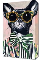 Obraz 30x50cm Portret Zwierząt | Buldog w Okularach | Pop Art