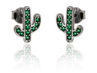 KOLCZYKI GWIAZD CELEBRYTK KAKTUSY ZIELONE CYRKONIE