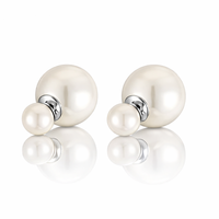 kolczyki kule triball podwójne sztyft błysk jasno różowe k69r