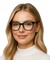 CZARNE OKULARY ZERÓWKI DUŻE OPRAWKI RETRO Z FILTREM BLUE LIGHT