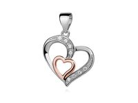 RODOWANY SREBRNY WISIOREK SERCE HEART CYRKONIE