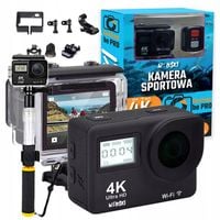 Kamerka Sportowa 4K Wodoodporna +Akcesoria Pilot Kijek Uchwyt do Pływania