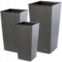 ZESTAW 3 szt DONICZKA DONICA WKŁAD OGRODOWA KWIETNIK WYSOKA GRAFITOWA 57cm