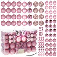 Bombki choinkowe 100 szt. ozdoby świąteczne zestaw mix rozmiarów różowe