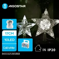 Gwiazda LED 17 cm na czubek choinki 10 LED na baterie 3xAA zimna barwa