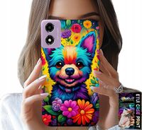 ETUI DO MOTOROLA MOTO E14 - KWIACISTE WZORY PIESEK PIES JORK PLECKI
