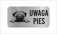 GRAWER Tabliczka nierdzewna LAMINAT 20x10 cm UWAGA PIES MOPS dużo wzorów