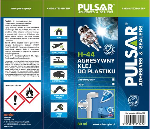 KLEJ DO TWARDYCH PLASTIKÓW PULSAR H-44 BEZBARWNY WODOODPORNY AGD PCV 80 ml na Arena.pl