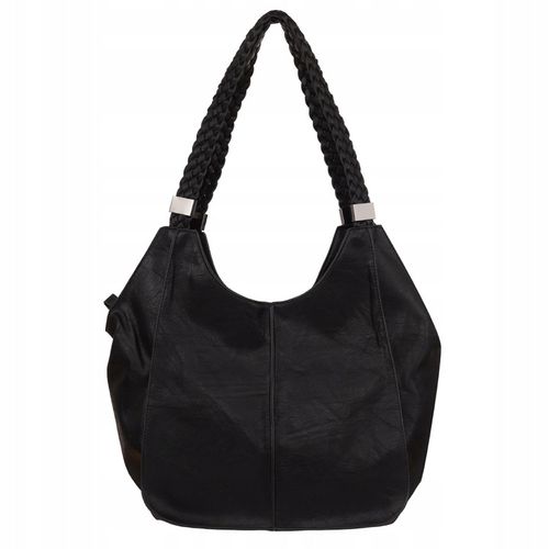 CZARNA TOREBKA plecione rączki torba worek shopper miękka skóra A4 na Arena.pl