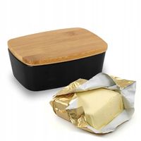 Maselnica porcelanowa z pokrywką bambusową RONNIE czarna