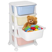 Regał na zabawki z 4 szufladami, pojemnik na kółkach, mobilny orgaznizer pastelowy