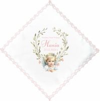 Szatka do Chrztu Świętego Personalizowana Dla Dziewczynki Różowa Koronka
