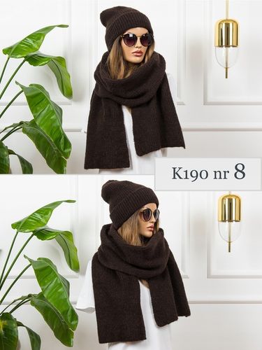 KOMPLET damski CZAPKA + duży SZALIK prążkowany ciepły szal zimowy POLSKI na Arena.pl