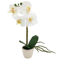 STORCZYK SZTUCZNY W DONICZCE BIAŁY ORCHIDEA KOMPOZYCJA DEKORACYJNA 30cm