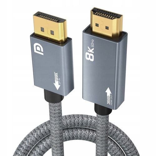 KABEL DISPLAYPORT - HDMI 2.1 PRZEWÓD ADAPTER DISPLAY DP 8K 4K 120HZ HDR 2M na Arena.pl