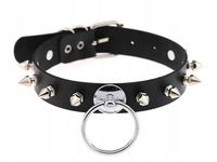 BDSM101L Skórzany naszyjnik Obroża CHOKER - Kolce