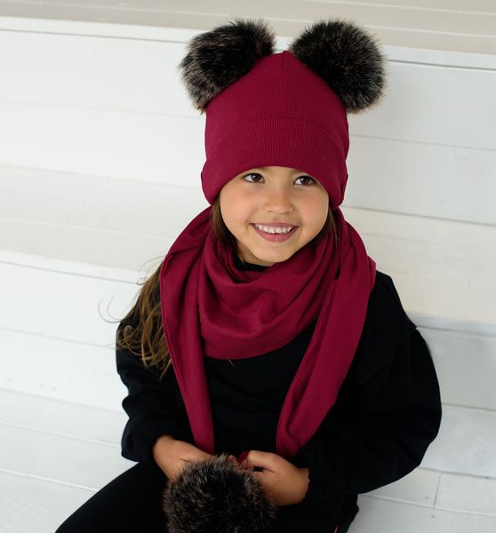 Zestaw czapka i chusta Mija, amarantowy 47 zdjęcie 2