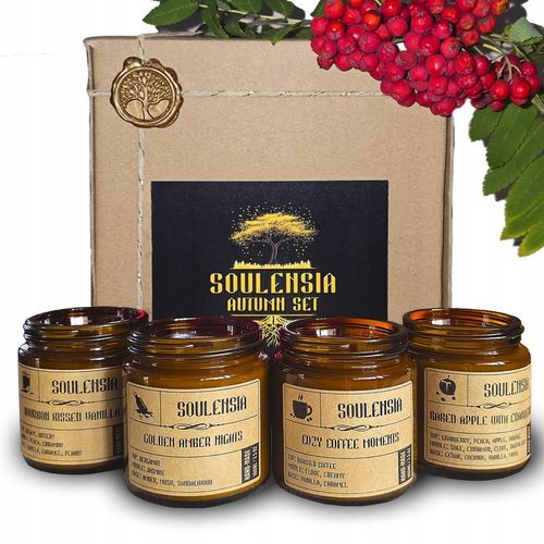Zestaw Jesień Świece Sojowe na prezent w słoiku, handmade, 4x Świeca 100 ml na Arena.pl