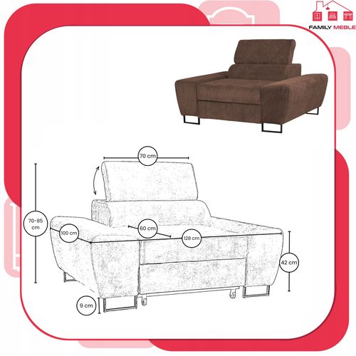 Zestaw mebli wypoczynkowych salonu Savio Sofa 2os fotele brąz Family Meble na Arena.pl