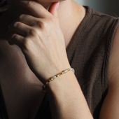 Bransoletka - Muszla, Cytryn, Hematyt złoty i srebro złocone