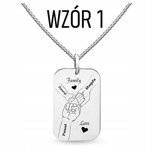 Nieśmiertelnik z grawerem z imionami rodziny męski naszyjnik srebro 925 na Arena.pl