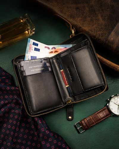 kompaktowy portfel męski na suwak carbon - peterson na Arena.pl