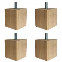 Komplet 4 x nogi meblowe drewniane bukowe 5 cm kwadratowe surowe 4.5x4.5 cm