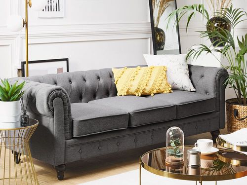 Sofa 3-osobowa szara CHESTERFIELD na Arena.pl
