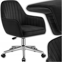 FOTEL WELUROWY CZARNY LOFT MIĘKKI WYGODNY BIUROWY REGULOWANY DO POKOJU