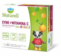 NATURELL CYNK + WITAMINA C DLA DZIECI, tabletki do żucia, 60 szt.