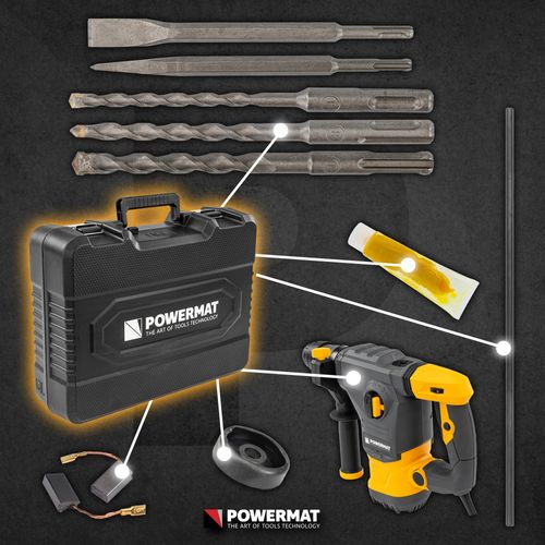 MŁOT UDAROWY MŁOTOWIERTARKA UDAR SDS+ 2600W 5,5J WALIZKA 3X WIERTŁO DŁUTA na Arena.pl