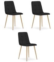 Krzesło KARA - czarny aksamit / nogi kolor drewna x 3