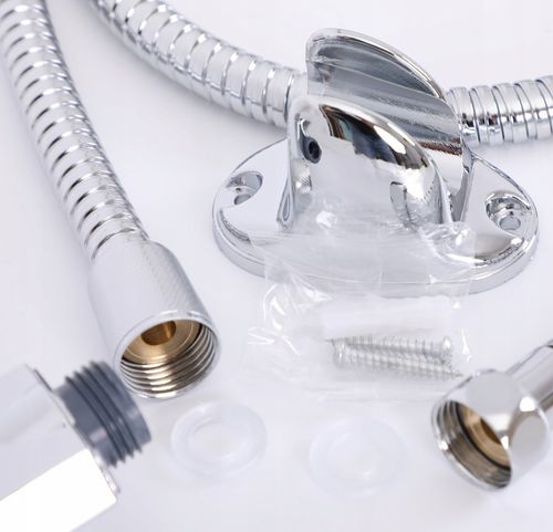 Słuchawka prysznicowa z wężem chrom do wanny z uchwytem ściennym YOKA na Arena.pl