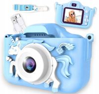 APARAT CYFROWY DLA DZIECI DZIECKA FOTOGRAFICZNY NIEBIESKI JEDNOROŻEC GRY