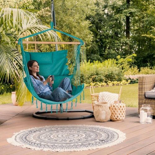 FOTEL WISZĄCY KRZESŁO BRAZYLIJSKE HUŚTAWKA HAMAK BOHO FRĘDZLE OUTTEC na Arena.pl