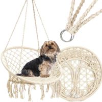 KREMOWY FOTEL WISZĄCY HUŚTAWKA OGRODOWA BOCIANIE GNIAZDO PLECIONA LINA 80CM