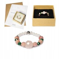 Pierścionek kamienie naturalne ZODIAK BYK - MALACHIT, KWARC, RODONIT-MIŁOŚĆ