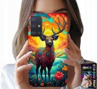 ETUI DO SAMSUNG GALAXY A71 - KOLOROWE WZORY JELEŃ ŁOŚ ZWIERZĘTA LEŚNE