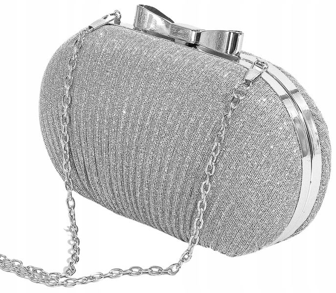 Srebrna Torebka Wieczorowa Kopertówka Wizytowa zdjęcie 11
