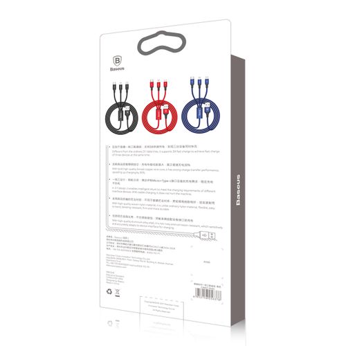 KABEL BASEUS 3W1 MICROUSB, USB-C APPLE IPHONE 1,2M na Arena.pl