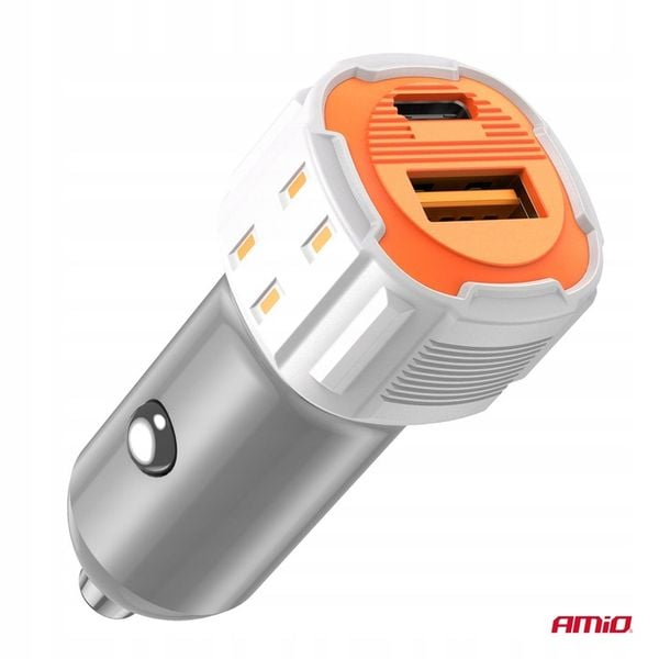 Ładowarka samochodowa USB-A+ USB-C 38W AMIO-03883 zdjęcie 4