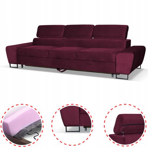 Zestaw mebli wypoczynkowych Bosso Sofa 3os fotele bordowe Family Meble na Arena.pl