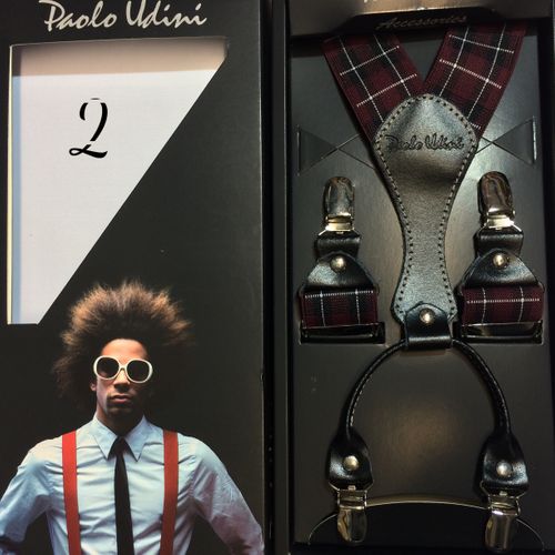 Bordowo Biała kratka - szelki do spodni Orginalne Top-Gal na Arena.pl